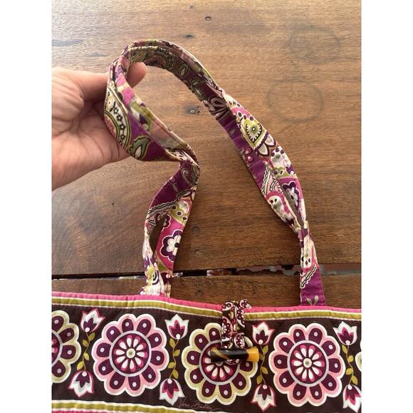 Vera Bradley Toggle Tote in Very Berry Purple Pink Floral Paisley - Picture 4 of 8